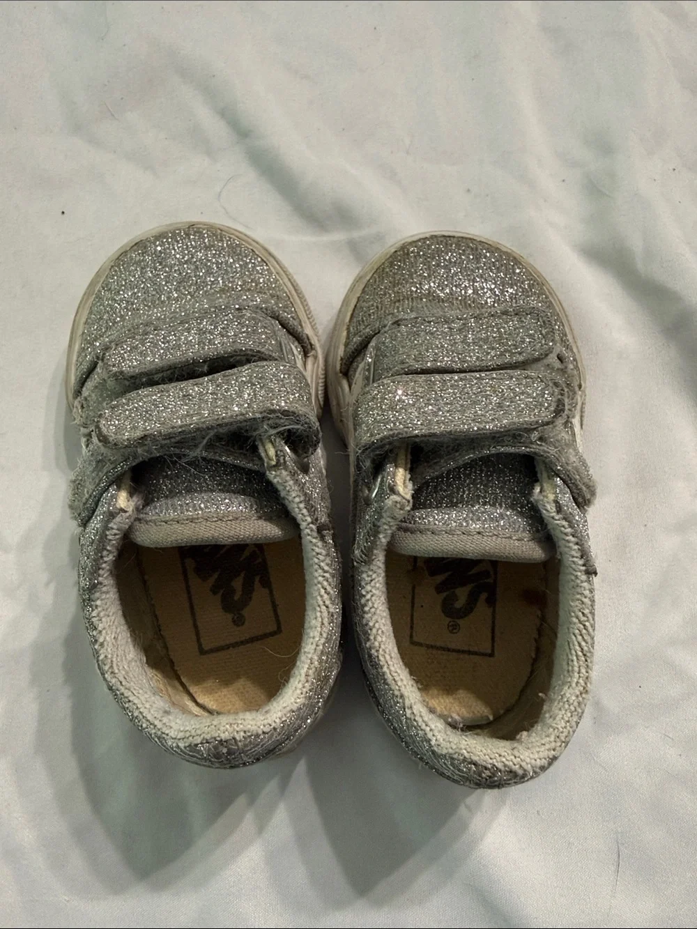 Kids Glitter Velcro Sneakers - Silver